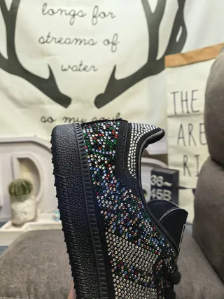 Adidas Black Multicolor Crystal-Embellished Low-Top Lifestyle Sneakers 3