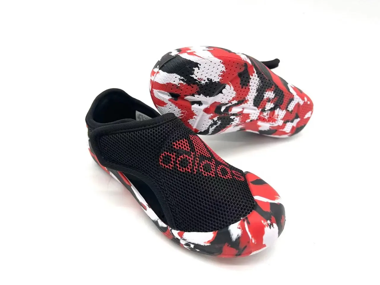 Adidas Black Red Laceless Slip-On Mesh Upper Sneakers 3