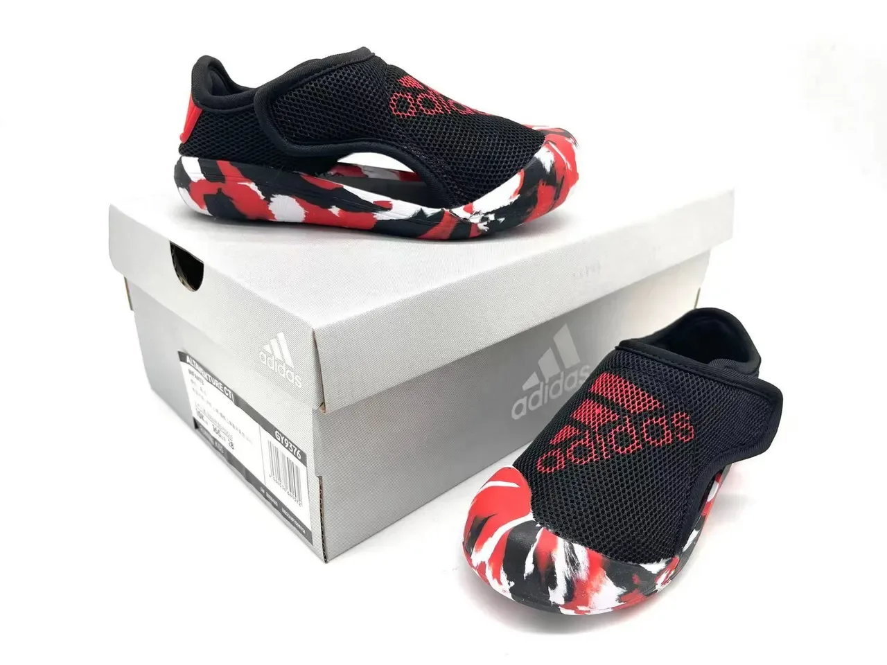 Adidas Black Red Laceless Slip-On Mesh Upper Sneakers 6