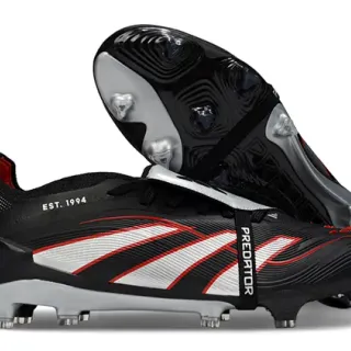 Adidas Black Silver Low-Cut Molded Bootie Wave-Striped Synthetic Upper Firm-Ground Soccer Shoes