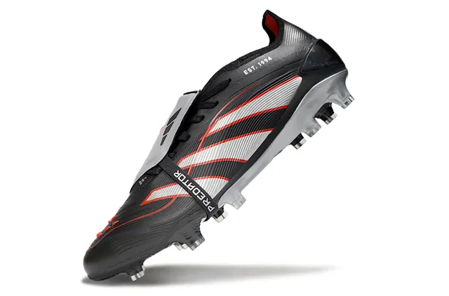 Adidas Black Silver Low-Cut Molded Bootie Wave-Striped Synthetic Upper Firm-Ground Soccer Shoes 3