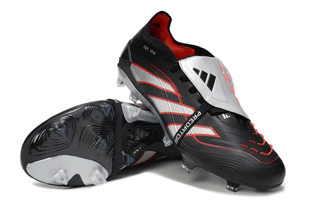 Adidas Black Silver Low-Cut Molded Bootie Wave-Striped Synthetic Upper Firm-Ground Soccer Shoes 4