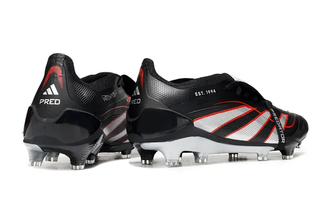 Adidas Black Silver Low-Cut Molded Bootie Wave-Striped Synthetic Upper Firm-Ground Soccer Shoes 5