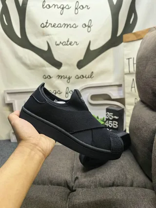 Adidas Black Slip-On Elastic Strap Lifestyle Sneakers 5