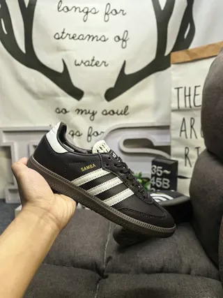 Adidas Black White Leather Upper Three-Stripe Side Panel Lifestyle Sneakers 5