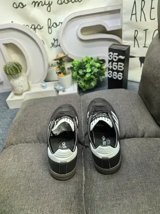 Adidas Black White Leather Upper Three-Stripe Side Panel Lifestyle Sneakers 8