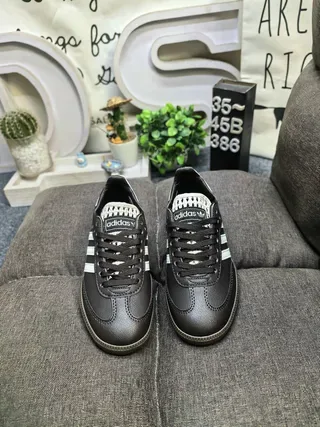 Adidas Black White Leather Upper Three-Stripe Side Panel Lifestyle Sneakers 10