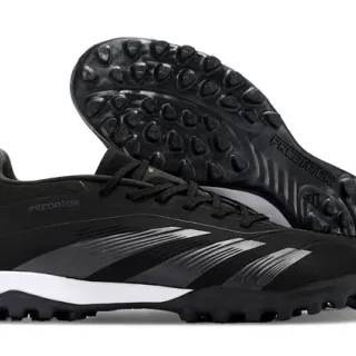 Adidas Black White Low-Cut Synthetic Upper Gradient Silver-Gray Stripes Turf Soccer Shoes