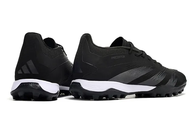 Adidas أسود أبيض منخفض القطع قماش صناعي علوي خطوط تدرجية فضي رمادي أحذية كرة القدم للعشب 5