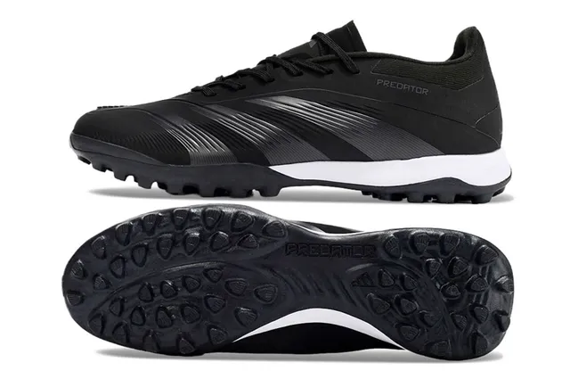 Adidas أسود أبيض منخفض القطع قماش صناعي علوي خطوط تدرجية فضي رمادي أحذية كرة القدم للعشب 6