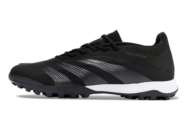 Adidas أسود أبيض منخفض القطع قماش صناعي علوي خطوط تدرجية فضي رمادي أحذية كرة القدم للعشب 7