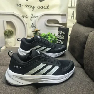 Adidas Black White Mesh Upper Three Silver Stripes Lifestyle Sneakers