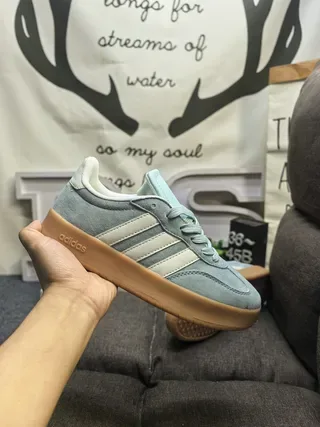 Adidas Blue Beige Suede Upper Three-Stripe Side Panel Lifestyle Sneakers 5