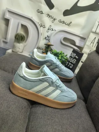 Adidas Blue Beige Suede Upper Three-Stripe Side Panel Lifestyle Sneakers 9