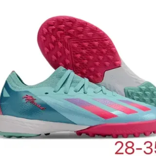 Adidas Zapatillas de Fútbol Azul y Rosa Low-Cut Upper Sintético Tacones Cónicos Césped Artificial