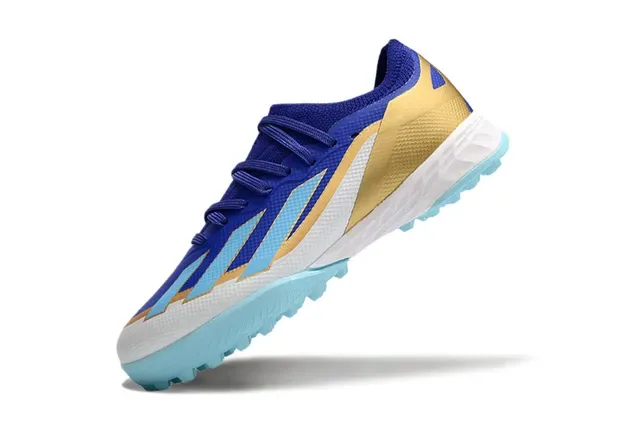 Adidas Chaussures de Football Bleu et Rose Low-Cut Upper Synthétique Clous Coniques Gazon Synthétique 2