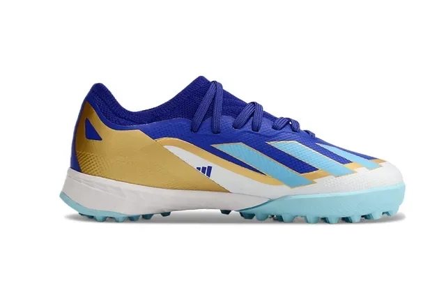 Adidas Chaussures de Football Bleu et Rose Low-Cut Upper Synthétique Clous Coniques Gazon Synthétique 3
