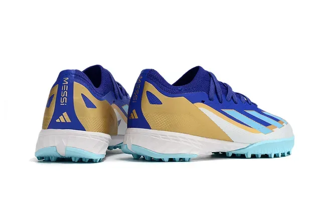 Adidas Chaussures de Football Bleu et Rose Low-Cut Upper Synthétique Clous Coniques Gazon Synthétique 4