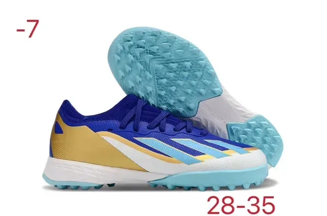 Adidas Chaussures de Football Bleu et Rose Low-Cut Upper Synthétique Clous Coniques Gazon Synthétique 6