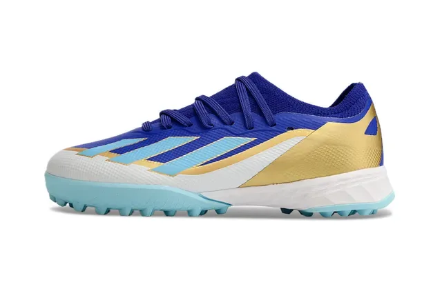 Adidas Chaussures de Football Bleu et Rose Low-Cut Upper Synthétique Clous Coniques Gazon Synthétique 7