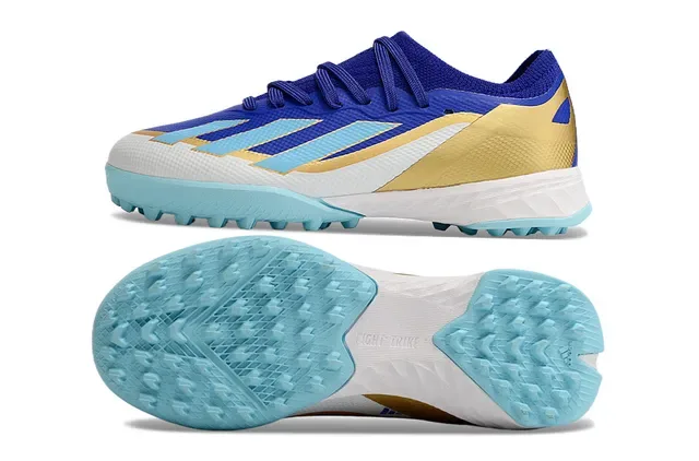 Adidas Chaussures de Football Bleu et Rose Low-Cut Upper Synthétique Clous Coniques Gazon Synthétique 8