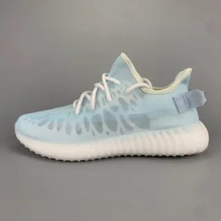 Adidas Blue White Translucent Knit Upper Asymmetrical Lace System Lifestyle Sneakers
