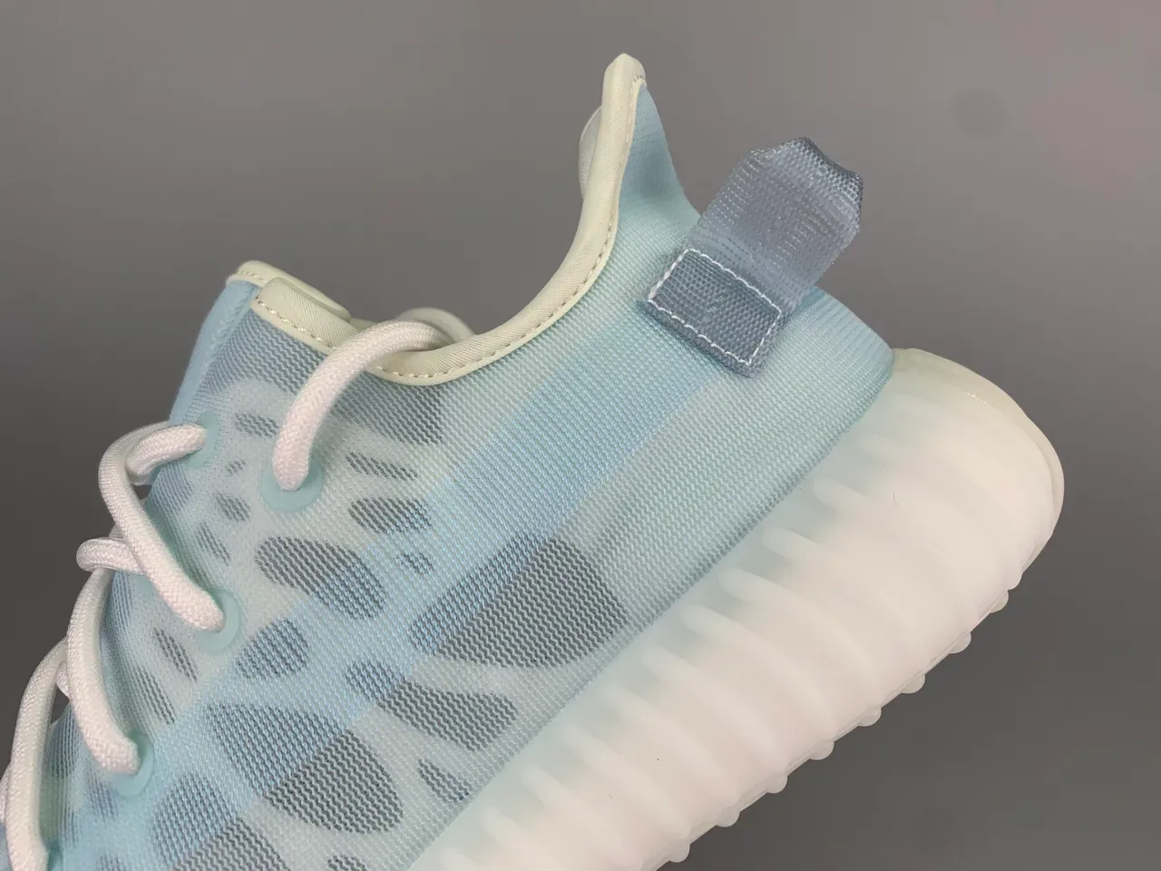 Adidas Blue White Translucent Knit Upper Asymmetrical Lace System Lifestyle Sneakers 5