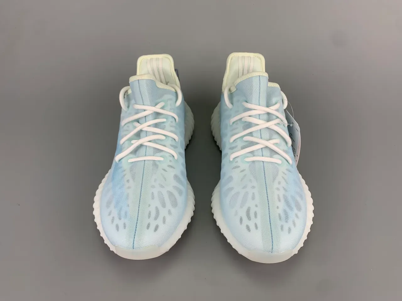 Adidas Blue White Translucent Knit Upper Asymmetrical Lace System Lifestyle Sneakers 11