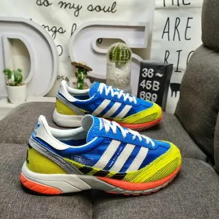 Adidas Blue Yellow Low-Top Multi-Color Block Lifestyle Sneakers