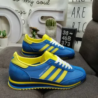 Adidas Blue Yellow Retro Runner Silhouette Suede And Textile Upper Lifestyle Sneakers