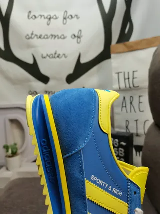 Adidas Blue Yellow Retro Runner Silhouette Suede And Textile Upper Lifestyle Sneakers 3