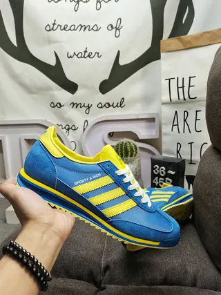 Adidas Blue Yellow Retro Runner Silhouette Suede And Textile Upper Lifestyle Sneakers 5