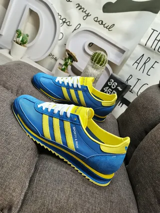 Adidas Blue Yellow Retro Runner Silhouette Suede And Textile Upper Lifestyle Sneakers 7