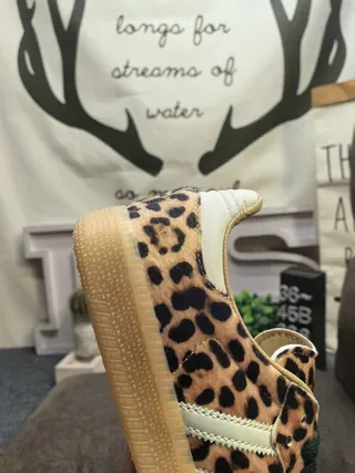 Adidas Brown Beige Leopard-Print Upper Three-Stripe Side Panel Lifestyle Sneakers 3
