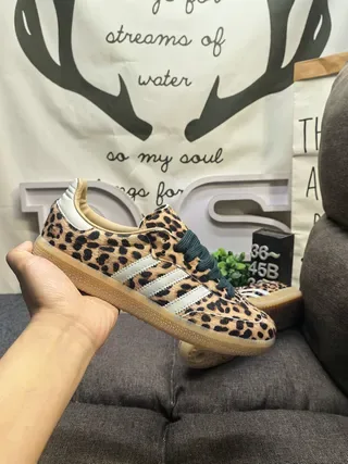 Adidas Brown Beige Leopard-Print Upper Three-Stripe Side Panel Lifestyle Sneakers 5