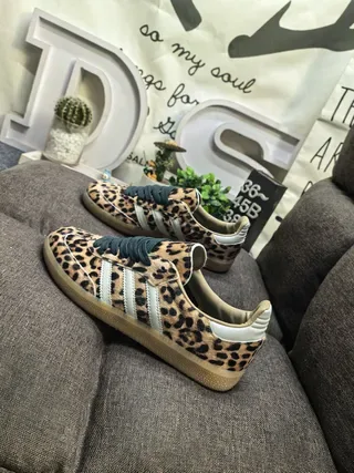 Adidas Brown Beige Leopard-Print Upper Three-Stripe Side Panel Lifestyle Sneakers 7