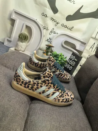 Adidas Brown Beige Leopard-Print Upper Three-Stripe Side Panel Lifestyle Sneakers 9