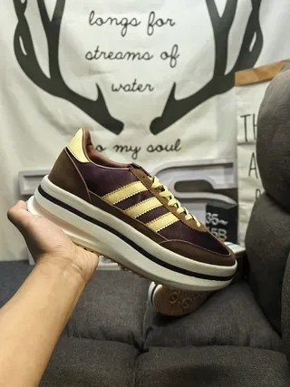 Adidas Burgundy Brown Platform Sole Three-Stripe Side Panel Lifestyle Sneakers 5