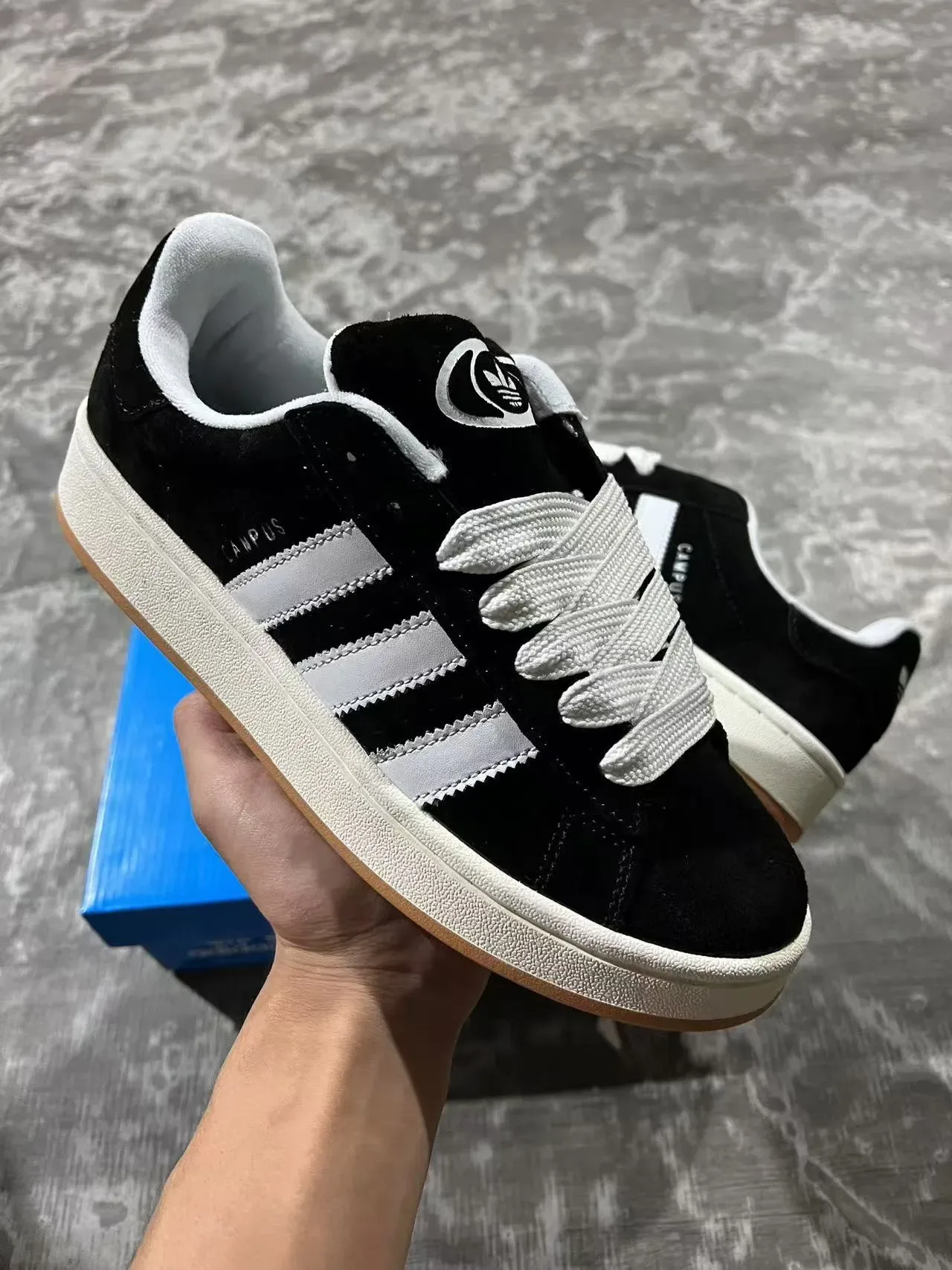 Adidas Campus Black Suede White Gum Lifestyle Sneakers 2
