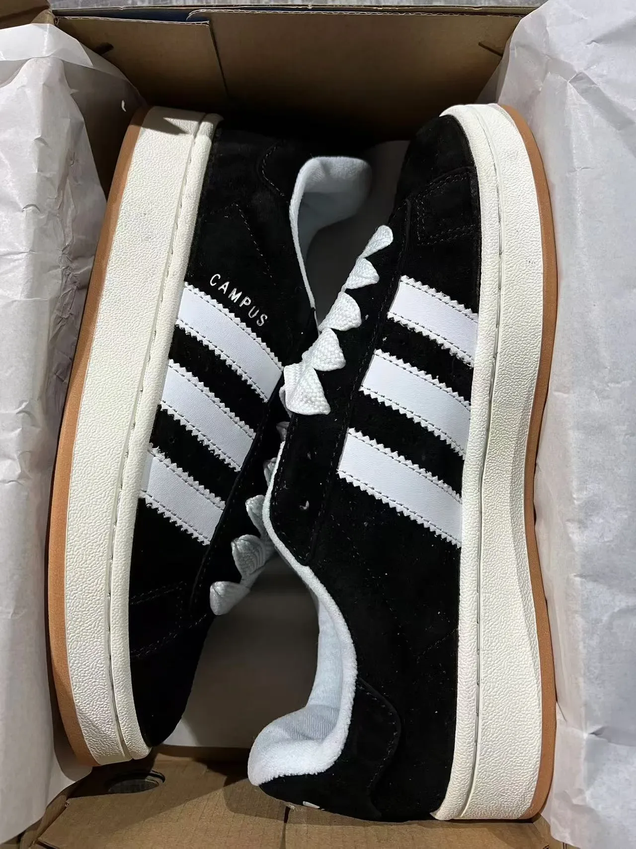 Adidas Campus Black Suede White Gum Lifestyle Sneakers 9