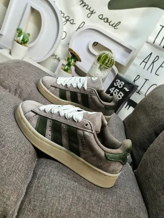 Adidas Campus Taupe and Dark Green Lifestyle Sneakers 7