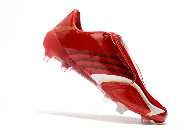 Adidas F50 Rouge Blanc Haut Synthétique Brillant Lacets Asymétriques Terrain Ferme Chaussures de Football 13