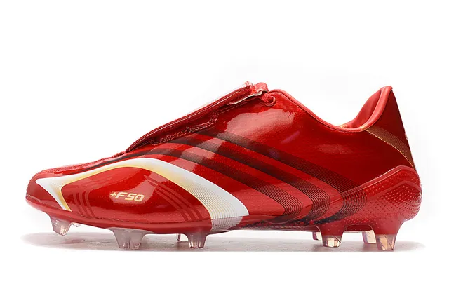 Adidas F50 Rouge Blanc Haut Synthétique Brillant Lacets Asymétriques Terrain Ferme Chaussures de Football 20