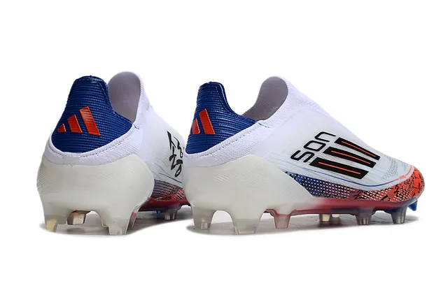 Adidas F50 White Blue Laceless Sock-Fit Upper Translucent Gradient Outsole Firm-Ground Soccer Shoes 5