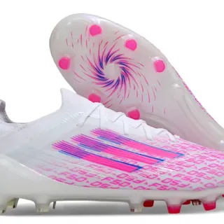 Adidas F50 White Pink Blue Firm-Ground Soccer Shoes