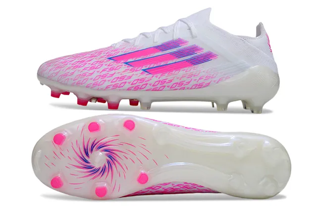 Adidas F50 White Pink Blue Firm-Ground Soccer Shoes 6