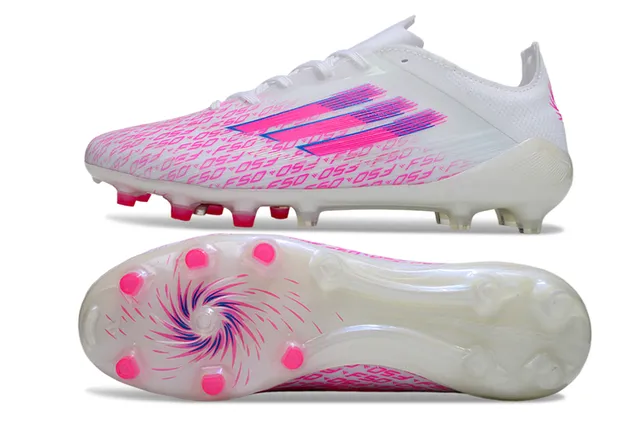 Adidas F50 সাদা গোলাপি লো-কাট লেস-আপ স্বচ্ছ সোল ফার্ম-গ্রাউন্ড ফুটবল জুতো 6