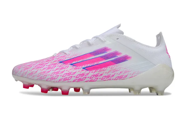 Adidas F50 সাদা গোলাপি লো-কাট লেস-আপ স্বচ্ছ সোল ফার্ম-গ্রাউন্ড ফুটবল জুতো 7