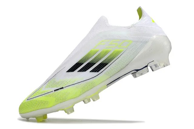 Adidas F50 White Yellow Low-Cut Sock-Fit Upper Neon Gradient Stripes Firm-Ground Soccer Shoes 3