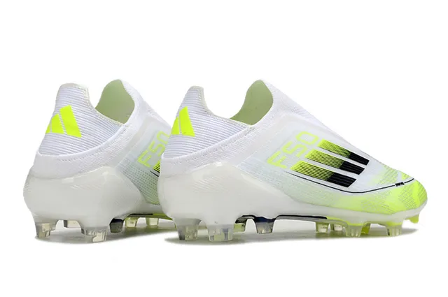 Adidas F50 White Yellow Low-Cut Sock-Fit Upper Neon Gradient Stripes Firm-Ground Soccer Shoes 5